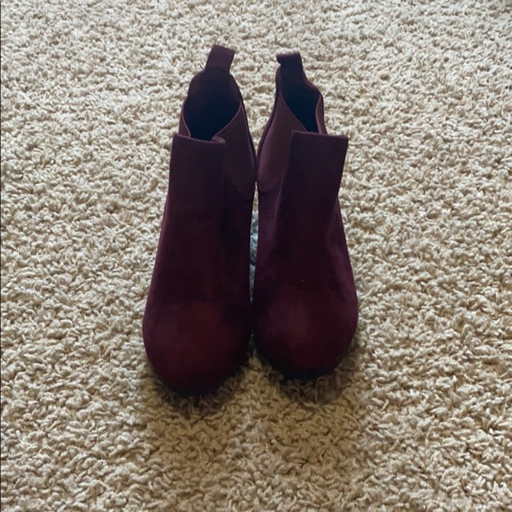 Maroon Wedge Booties